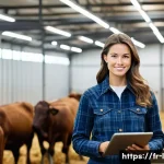 축산업 공부 시간 관리법 - **Prompt:** "A highly organized and serene female farmer, in her late 20s to early 30s, standing con...