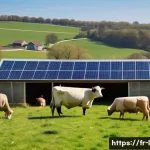 축산업 관련 온라인 강의 추천 - A detailed scene of a sustainable livestock farm in the French countryside during spring, showing a ...