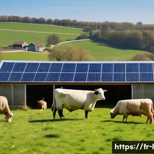 축산업 관련 온라인 강의 추천 - A detailed scene of a sustainable livestock farm in the French countryside during spring, showing a ...